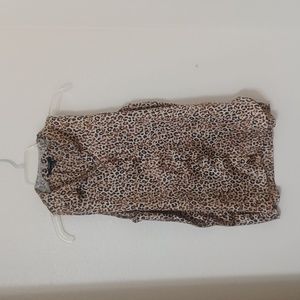 Forever 21 Animal Print Button Down Collar Size Small Brown